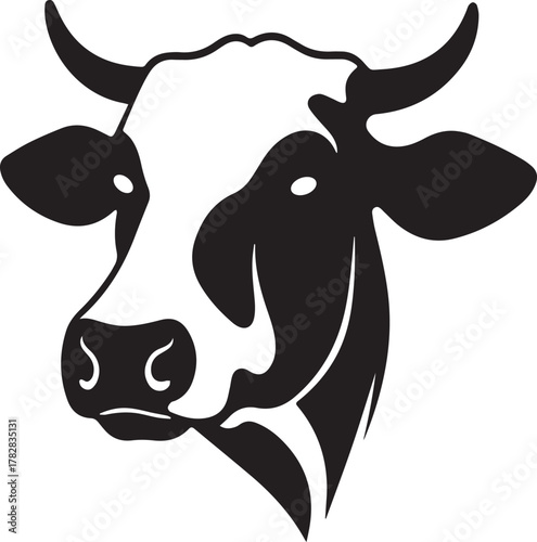 Cow Head Elegant Farm Animal Portrait Minimal Line Artwork line art one line art