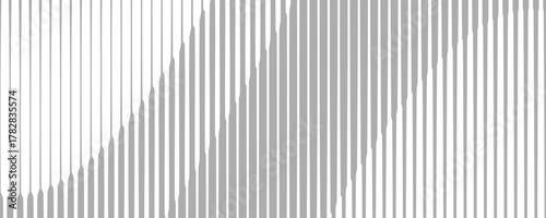 Acrylic satin corrugated glass texture light gray background. Blurred soft ribbed transparent striped door window overlay.