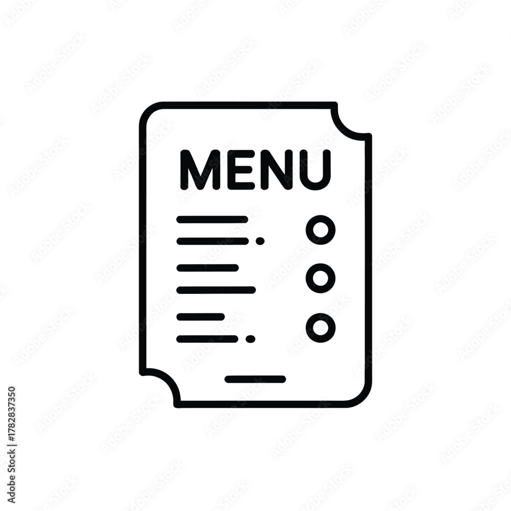 Fototapeta premium Menu List Icon Illustration of Document with Items