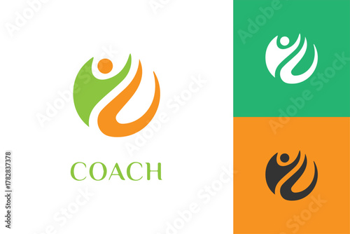 Coach vector logo symbol for Life coaching logo, consulting logo icon design graphic template.