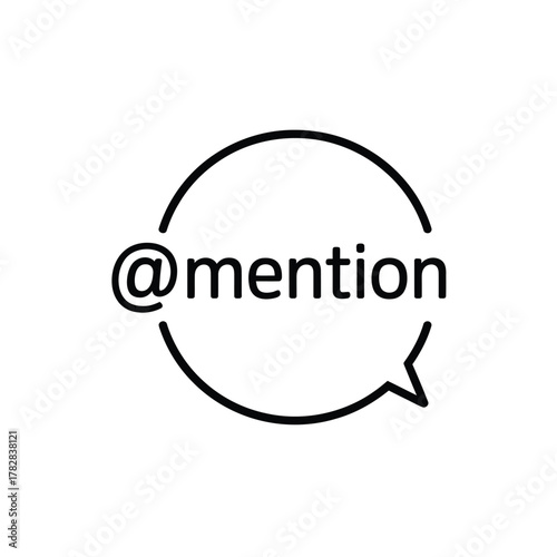 Mention icon in chat bubble design vector for social media post