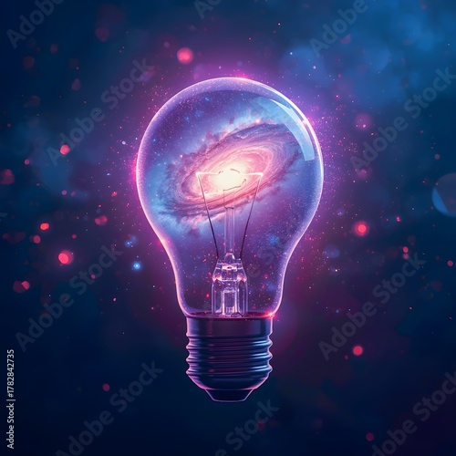 Universe in a Light Bulb – Futuristic Creative Imagination Concept