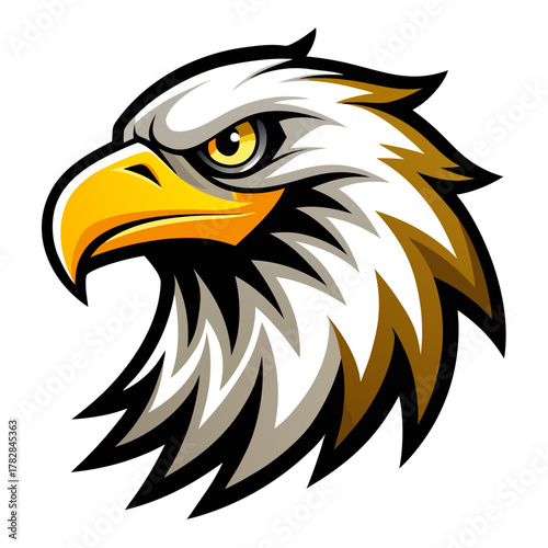 Stylized eagle head mascot with fierce expression