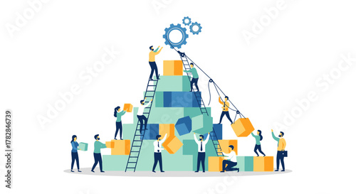 Teamwork and Collaboration Building Success with Blocks and Gears in a Business Setting