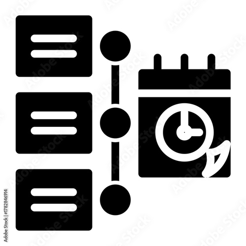Task Scheduling and Timeline Planning Icon from Time Management Collection (Solid Style)