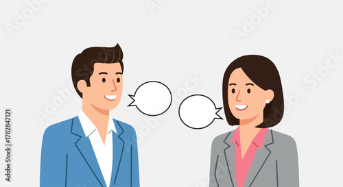 Two business professionals engaged in a lively conversation, sharing ideas and collaborating