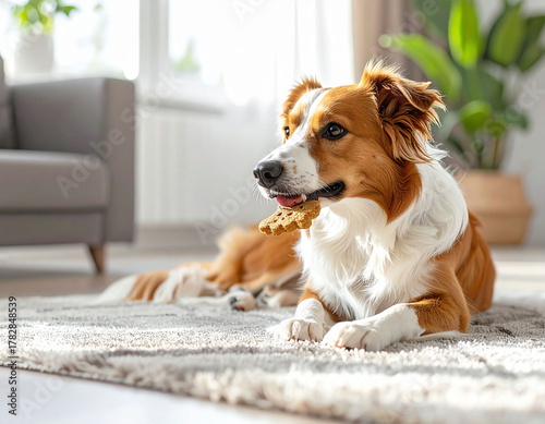 Wallpaper Mural Border collie dog enjoying a biscuit snack indoors Torontodigital.ca