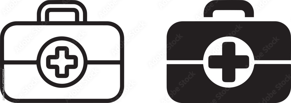 Obraz premium first aid kit medical first aid kit icon vector emergency case symbol