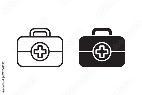 firstaidkit medical first aid kit icon set filled and outline vector