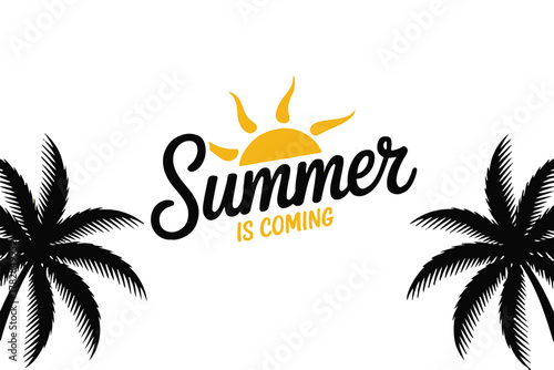 summer sun palm silhouettes tropical vacation poster design
