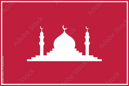 mosque white silhouette with dome and minarets crescent symbol vector