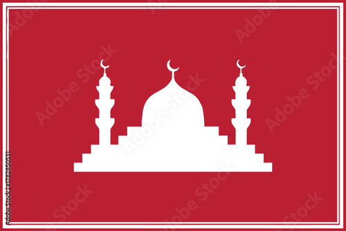 mosque crescent minarets and dome islamic silhouette vector illustration