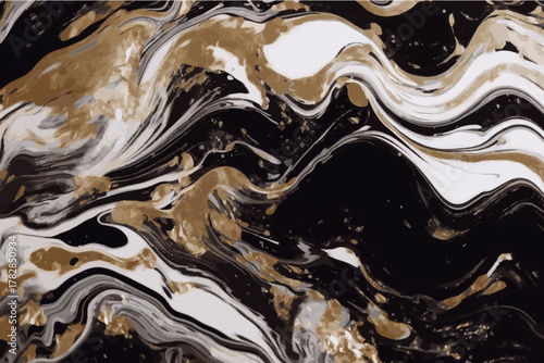 Abstract black, white, gold background. eps 10