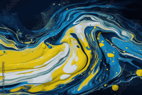 Fototapeta Naklejka Na Ścianę i Meble -  Abstract watercolor background, blue and yellow ink colors. eps 10