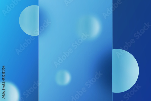 Blue abstract background in glass morphism style with blurred circles. Eps 10