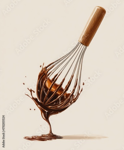 Whisk with dripping chocolate