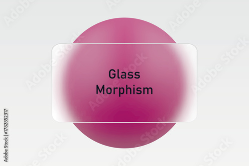 A modern minimalist composition with a glass morphism element. A 3D visualization of a pink background with a transparent panel. Eps 10