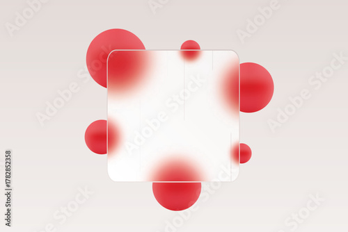 Glass frame against a background of blurred red circles. Eps 10