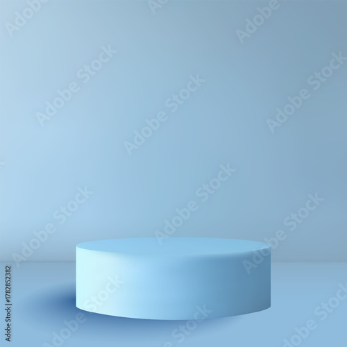 A modern 3D podium in soft blue tones for product presentation. Eps 10