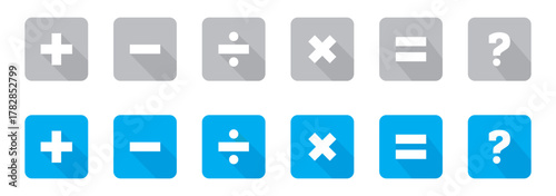 plus and minus icon set, positive and negative symbol set, colourful plus and minus math sign set, addition and subtraction sign set png and vector illustration on transparent background