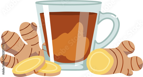 Ginger Tea A Refreshing and Healthy Beverage with Natural Spicy Flavor in a Glass