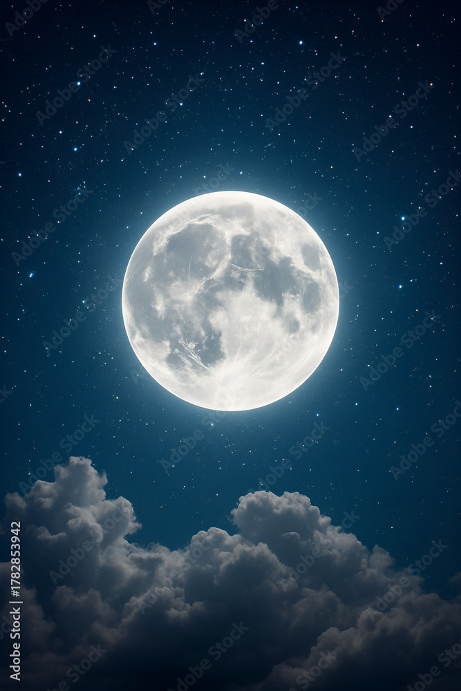 Naklejka premium full moon over blue sky