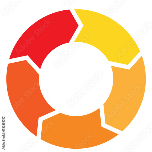 循環を示す5色の矢印サイクル図　ビジネスプロセスやワークフローに活用できるインフォグラフィック