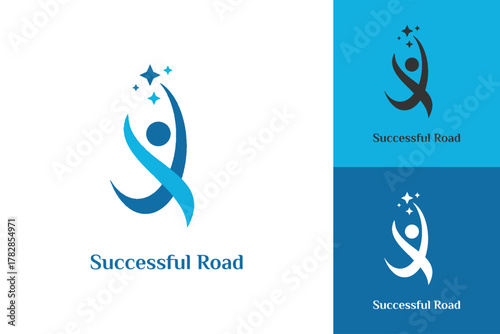 Leader Road vector logo symbol for Life coaching logo, consulting logo icon design graphic template.