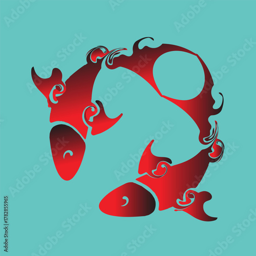 red fish on a white background