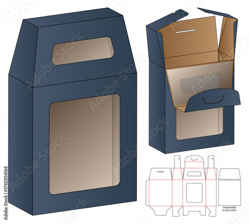 Packaging Box Dieline Vector with Dual Transparent Windows and Foldable Template