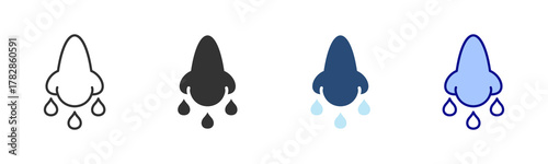 Sinusitis Icon Set. Designed In Multi Style