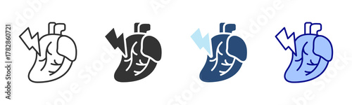 Heart Attack Icon Set. Designed In Multi Style