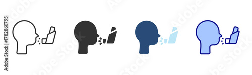 Asthma Icon Set. Designed In Multi Style