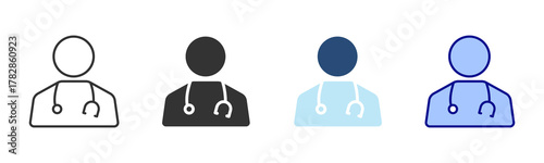 Doctor Icon Set. Designed In Multi Style