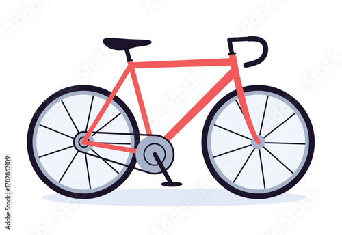 Red road bicycle flat illustration isolated vector