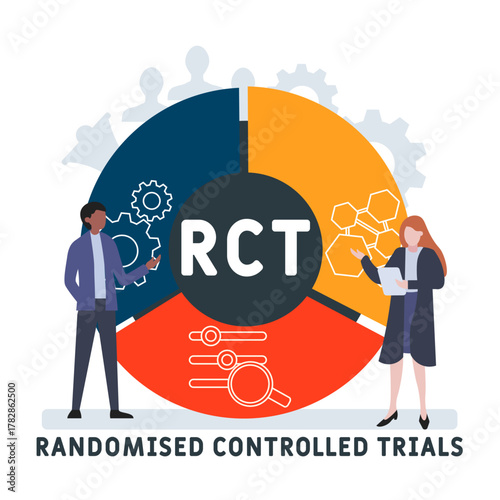 RCT – Randomised Controlled Trials acronym. business concept background. vector illustration concept with keywords and icons. lettering illustration with icons for web banner, flyer, landing
