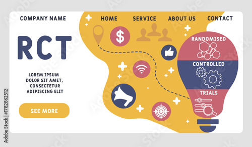 RCT – Randomised Controlled Trials acronym. business concept background. vector illustration concept with keywords and icons. lettering illustration with icons for web banner, flyer, landing