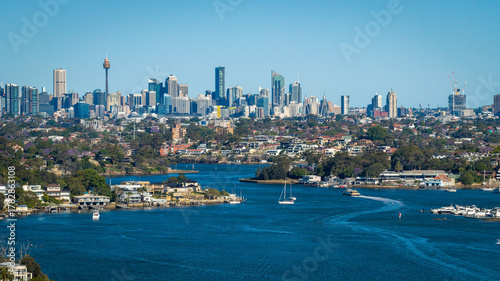 Sydney City Skyline Seen from Putney on the Parramatta River, NSW Australia