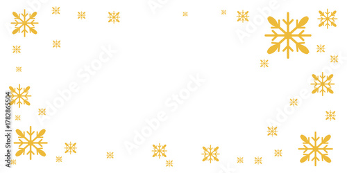 White background with yellow snowflake border design, evenly spaced around the edges. Ideal for festive greeting cards, winter invitations, seasonal frames, and holiday-themed layouts.