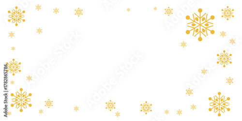 White background with yellow snowflake border design, evenly spaced around the edges. Ideal for festive greeting cards, winter invitations, seasonal frames, and holiday-themed layouts.