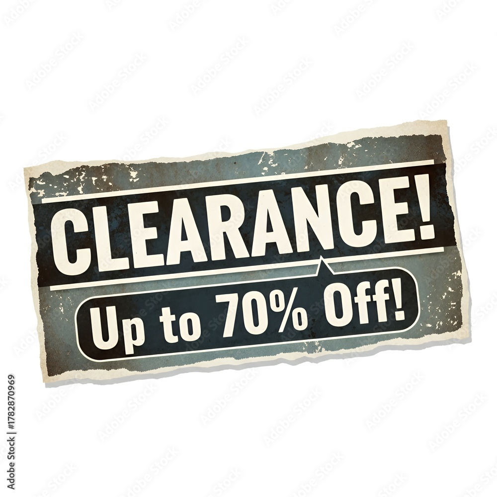 Fototapeta premium Clearance sale up to 70 percent off sign 
