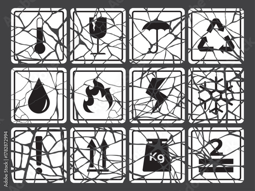 Grunge Cracked Shipping & Handling Symbols