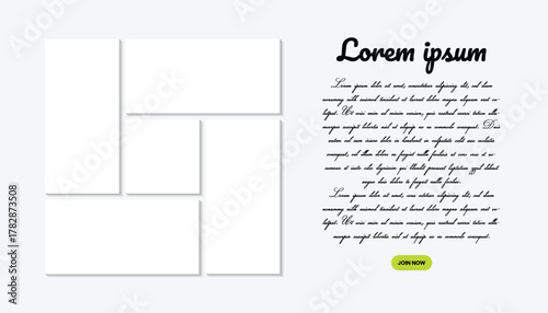 Photo collage in bento grid format with 1:1 aspect ratio complete with shadow effect and text placement