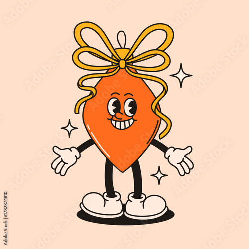 Christmas orange toy groovy character.