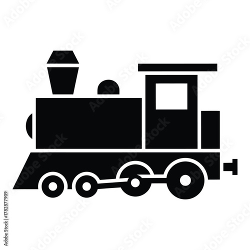 Vintage train icon locomotive steam engine railway transport silhouette vector