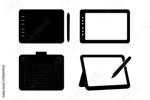 Graphic tablets set with styluses for digital art and design.