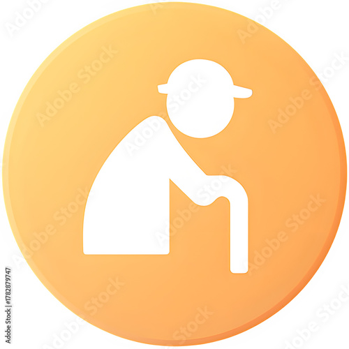 Elderly person icon on orange gradient background