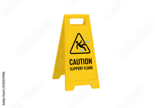 Caution Wet Slippery Floor Sign Yellow Black A Frame PNG on Transparent Background