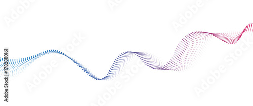 Flowing Dot Wave halftone gradient pattern on transparent background	