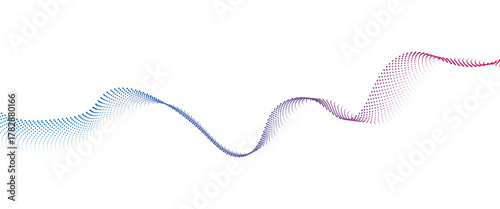 Flowing Dot Wave halftone gradient pattern on transparent background	